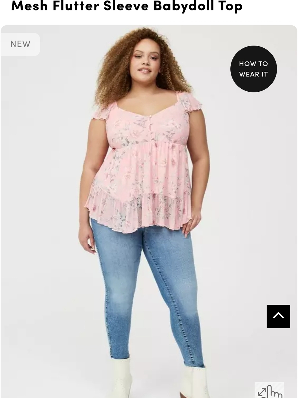 torrid Pink Floral Mesh Babydoll Top